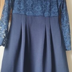 Beautiful navy lace trim dress navy bag to match