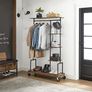Coat Stand portable Wood Effect,  lockable wheels Vintage Dark Brown Image 3