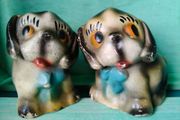 2 x Vintage Chalk Dog Ornaments