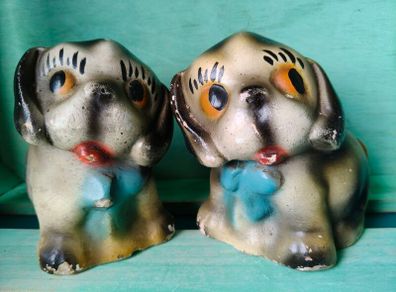 2 x Vintage Chalk Dog Ornaments