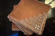 Vintage Embroidered Terracotta Napkin Set of 6