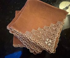 Vintage Embroidered Terracotta Napkin Set of 6