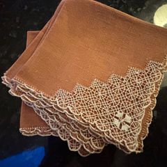 Vintage Embroidered Terracotta Napkin Set of 6
