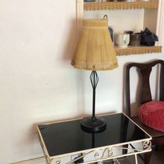 Vintage black Iron tall table lamp with shade
