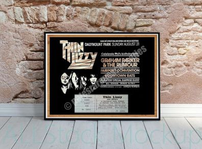 Thin Lizzy Vintage Concert Poster + Ticket Dalymount Park Dublin 1977 Reproduction Print