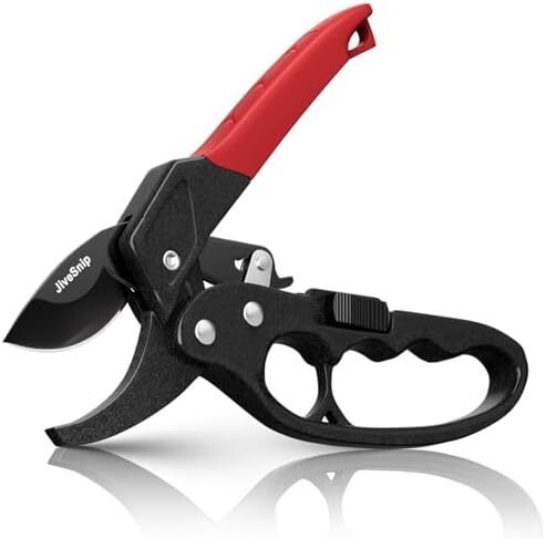 JiveSnip Professional Ratchet Anvil Pruning Shear Ratcheting Mechanism, Reinforced Design Handle Professional Bypass Garden Secateurs for Plants, Hedges, and Flowers