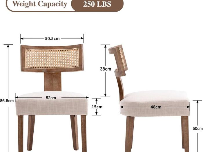 Vintage Rattan Dining Chairs Set of 2 Beige