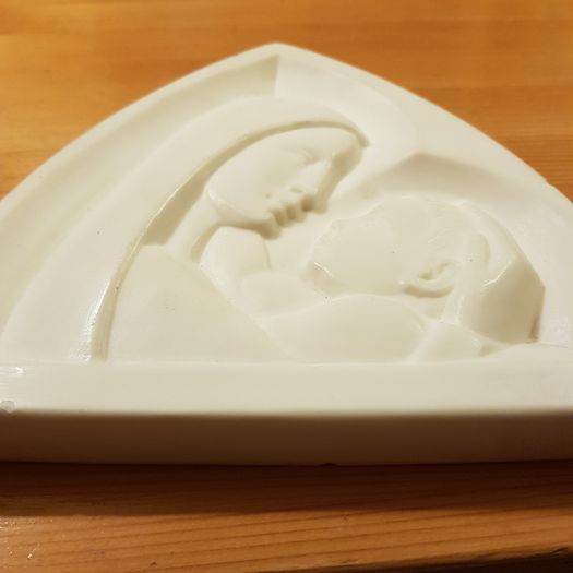 Beautiful Alabaster Image Of Virgin Mother And  Child By French Sculpture  R Gourdon