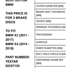 BMW x3 X4 two Brake discs new