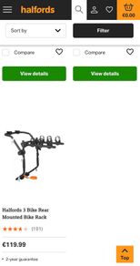 Halfords 3 Bike Rear Mounted Bike Rack
