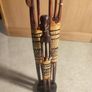 3 Vintage Hand Carved African Pencil Thin Tall Hand Painted Figures 12.5" Image 5