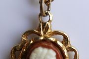 Vintage Cameo Pendant Necklace On Gold Tone Necklace Chain