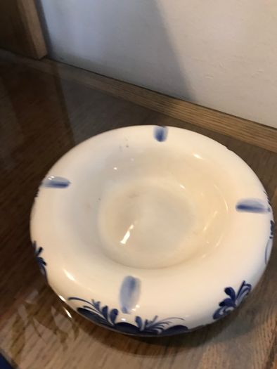 Blue/ white china dish and candle holder