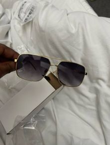 Men's gold rim square frame sunglasses