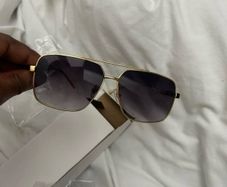 Men's gold rim square frame sunglasses