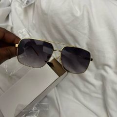 Men's gold rim square frame sunglasses