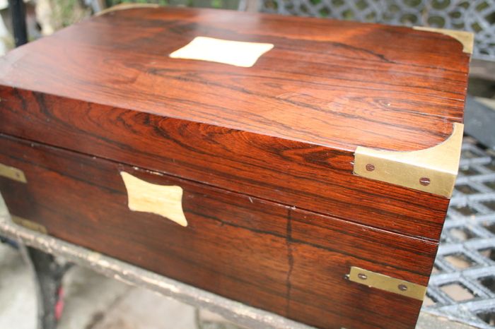 Antique Wooden Writing Box 19th century ,Brass fittings