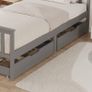 Wooden Single Bed Frame with Storage Drawers, Sturdy Bed Base for Kids Adults, With Footboard, Wood Bed Frame Without Mattress Grey Image 4