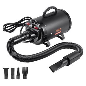 Dog Dryer, 2000W/2.7HP Dog Blow Dryer, Pet Grooming Dryer with Adjustable Speed and Temperature Control, Pet Hair Dryer with 4 Nozzles and Extendable Hose, Black