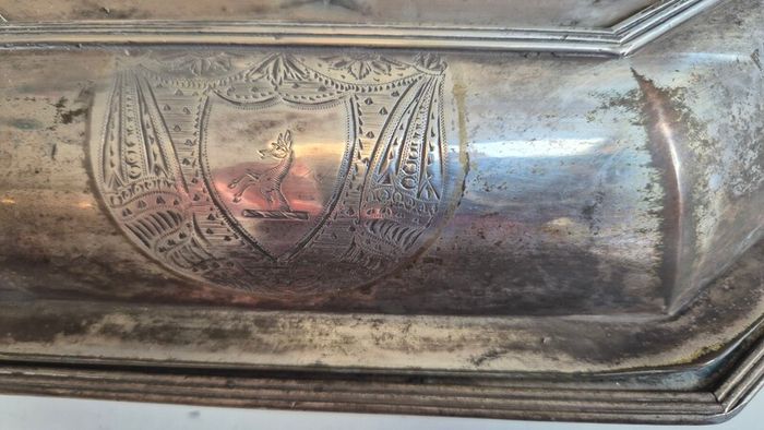 Vintage entree tray in silver