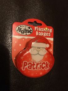Christmas flashing badge named Patrick
