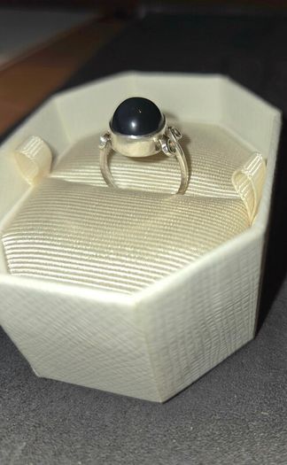 925 Sterling Silver & Black Onyx Stone Ring - Size 7/N