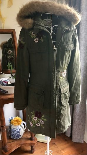 Green parka coat