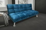 Blue Folding 3 Seater Fabric Sofa Bed