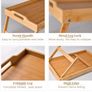 Brand New KKTONER Bed Tray Serving Tray Breakfast Tray Bamboo with Folding Feet Bedside Table Image 4