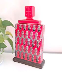 Vintage Large PTMD Red and Black Vase / Pot with Lid