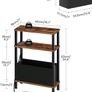 Slim Side Table with Charging Station, 3-Tier Narrow Side Table with Drawer, Skinny Bedside Table, End Table for Small Spaces, for Bedroom, Living Room, Rustic Brown and Black Image 2