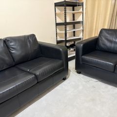 Two Piece Black Sofa Set