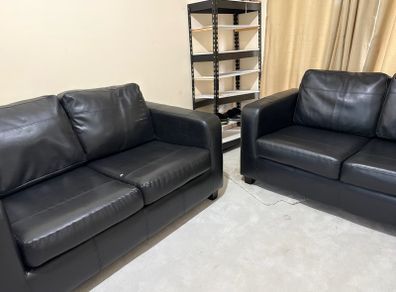 Two Piece Black Sofa Set