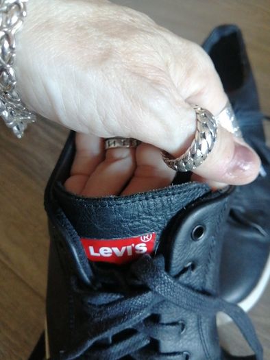 LEVIS Black leather trainers