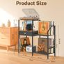 3 Tier Vinyl Storage Shelf with Turntable Holder, Side Table with Display Rack Up to 200 Albums, Rustic End Table with Drawer for Living Room, Black & Brown Image 2