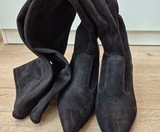 Over The Knee faux suede black boots