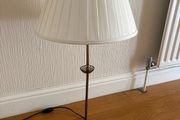 Tall Slim Vintage Brass Buffet Table Lamp with Filigree Collar Detail (28")