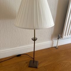 Tall Slim Vintage Brass Buffet Table Lamp with Filigree Collar Detail (28")