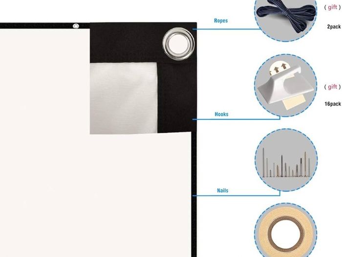 FREE EXPRESS SHIPPING Projector Screen 100 Inch, Portable Projector Screen with 16:9 HD 4K Screen for School Home Theatre Cinema Office, Foldable Projector Screen - 227cm(W) X 130cm(H) Matte White Widescreen (110)