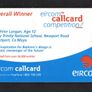 2000 Ireland 20 unit The Design a CallCard 1999 winning design was made by Bebhinn Langan (Aged 12). Bebhinn's inspiration for the design was "eircom, messenger of the future". (ODS3) Call Card Used. Telecom Eireann card number 1268. Image 3