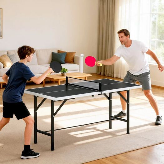 Mini Foldable Ping Pong Table with Net, 2 Paddles & 3 Balls fo