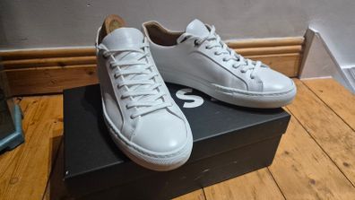 Hugo boss white leather trainers