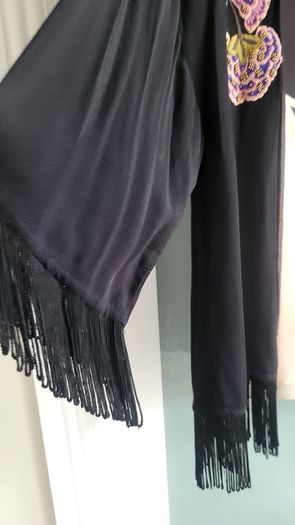 BIBA Black Fringed boho drape Sz 12 (Fit 10-16uk)