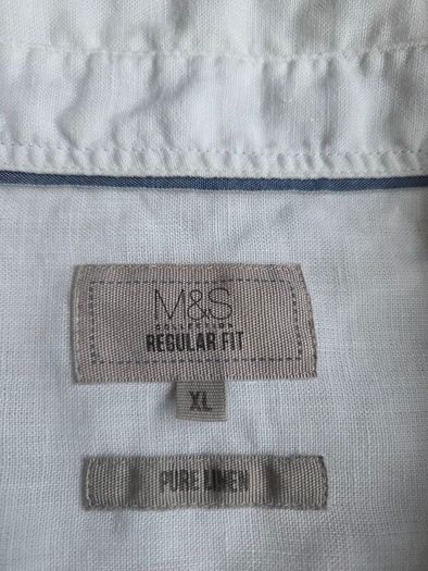 M&S pure linen men's white short sleeve shirt