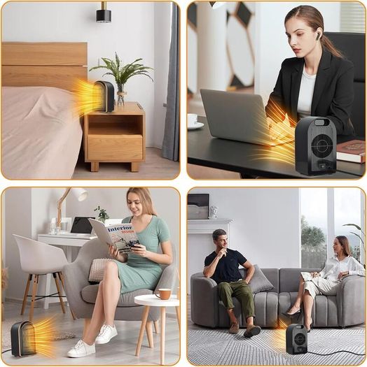 Electric Heater, Space Heater with 800W/1200W Heating Modes Portable PTC Ceramic Plug in Heaters for Home Low Energy Adjustable Heater Tip-Over & Overheat Protection Room Bedroom Office