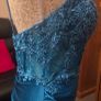 Teal Lace Mermaid Debs Dress Formal Evening Gown Side Split Maxi UK 12 Image 9