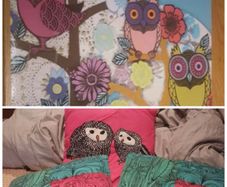 Owl picture and cushions
