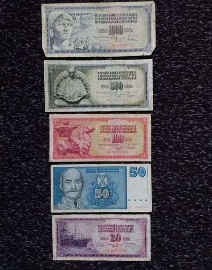 Jugoslavia / Yugoslavia Banknotes (5) - 1970s  - 90s