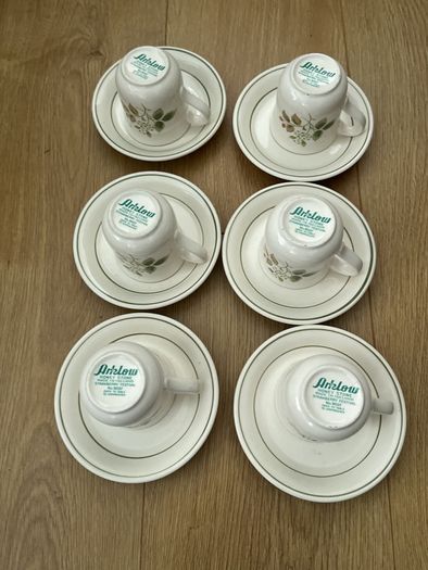 Vintage Arklow Pottery Honey Stone 6 Cups& Saucers