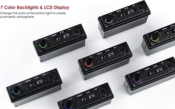 RDS Hands-free Calling Car Radio Bluetooth 5.0, 7 LED Colors Car Stereo & Clock, 4X60W FM Radio USB/AUX in/MP3/FLAC/WMA/WAV/SD/AM MP3 Player Wireless Remote Control, 30 Radio Stations,1 DIN (FREE POSTAGE)